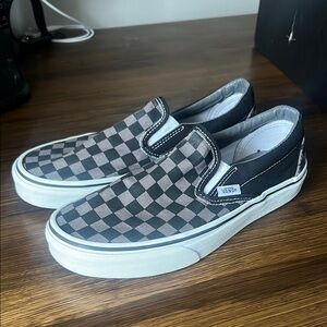 Vans Checkered Slip-On Sneakers - Black and Grey